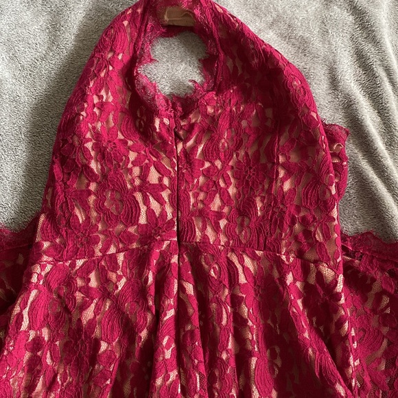 Red Lace Overlay Altered State Cocktail Dress - Picture 4 of 4